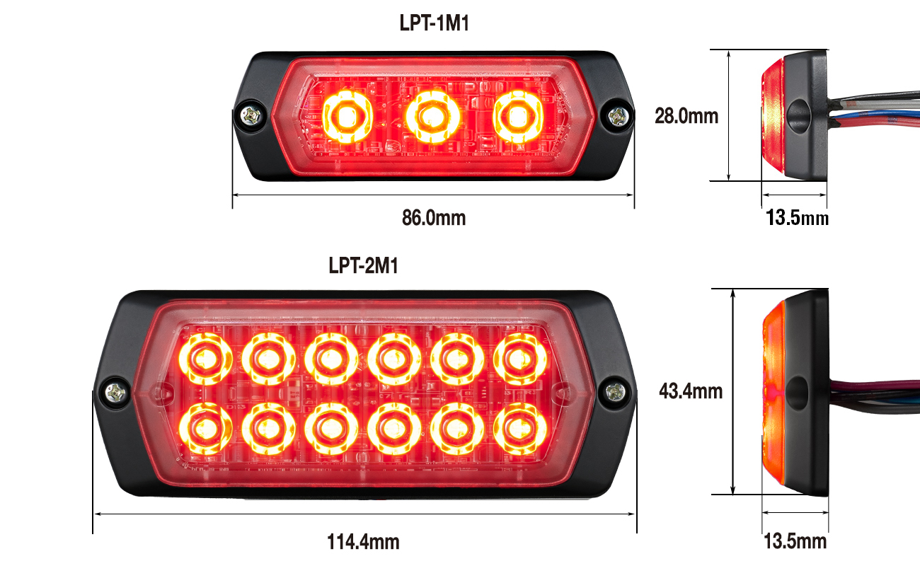 選ぶなら 雑貨ストア広島2パトライト 補助警告灯 LPT-2M1-R DC12~24V 赤色 薄さ13.5mm