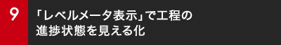 「レベルメータ表示」で工程の
進捗状態を見える化