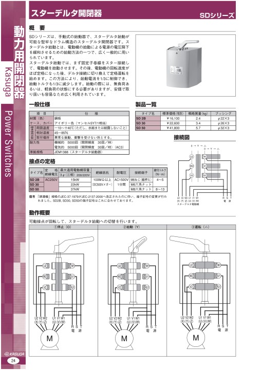 スターデルタ開閉器 SD2B 15kw 200v 春日電機 1個